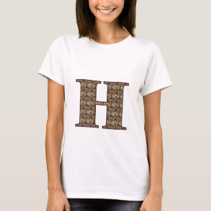 T-shirt Monogramme floral H initial élégant
