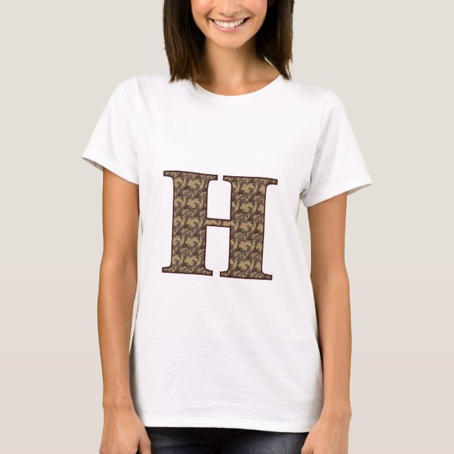 T-shirt Monogramme floral H initial élégant (Devant)