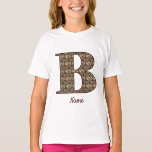 T-shirt Monogramme floral initial B Élégant Personnalisé