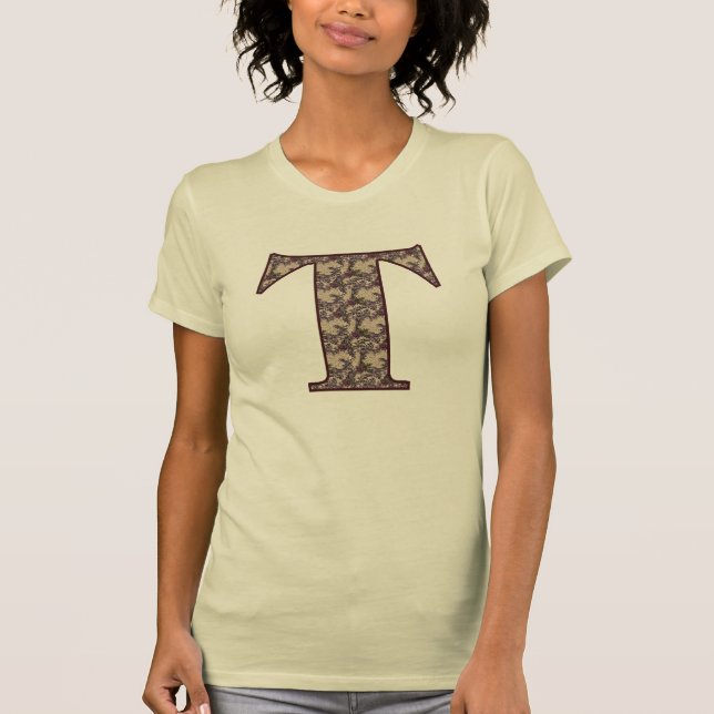 T-shirt Monogramme floral initial T élégant  (Devant)