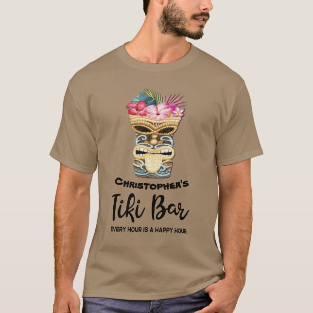 T-shirt Monogramme Funny Island Beach Tiki Bar (Devant)