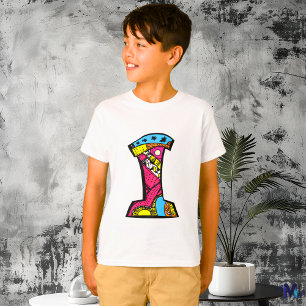 T-shirt Monogramme I tribal et doodle coloré et amusant 