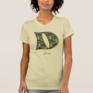 T-shirt Monogramme Initial D Art de fleur de marguerite Pe