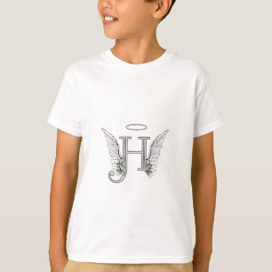 T-shirt Monogramme initial de la lettre H avec des ailes