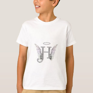 T-shirt Monogramme initial de la lettre H avec des ailes