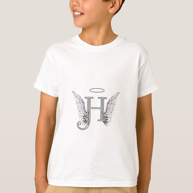 T-shirt Monogramme initial de la lettre H avec des ailes (Devant)