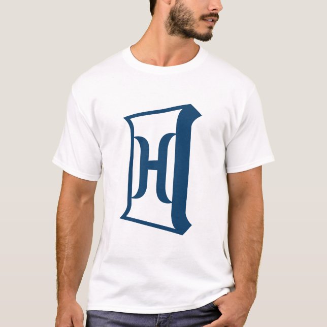 T-shirt Monogramme Initial Élégant Lettre H Bleu Royal (Devant)