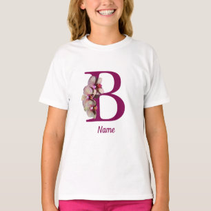 T-shirt Monogramme Initial Élégant Orchidée B Personnalisé
