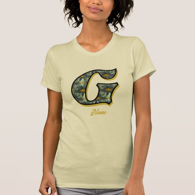 T-shirt Monogramme Initial G Art de fleur de marguerite Pe (Devant)