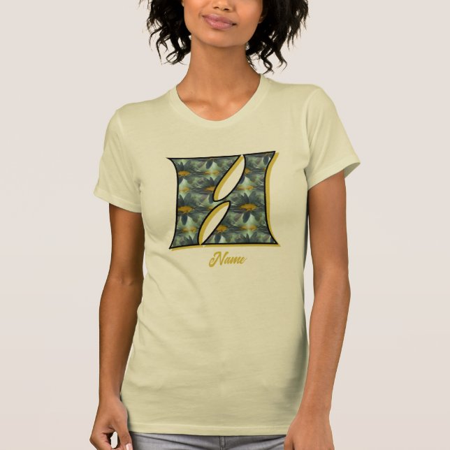 T-shirt Monogramme Initial H Fleur de Pâquerette Art Perso (Devant)