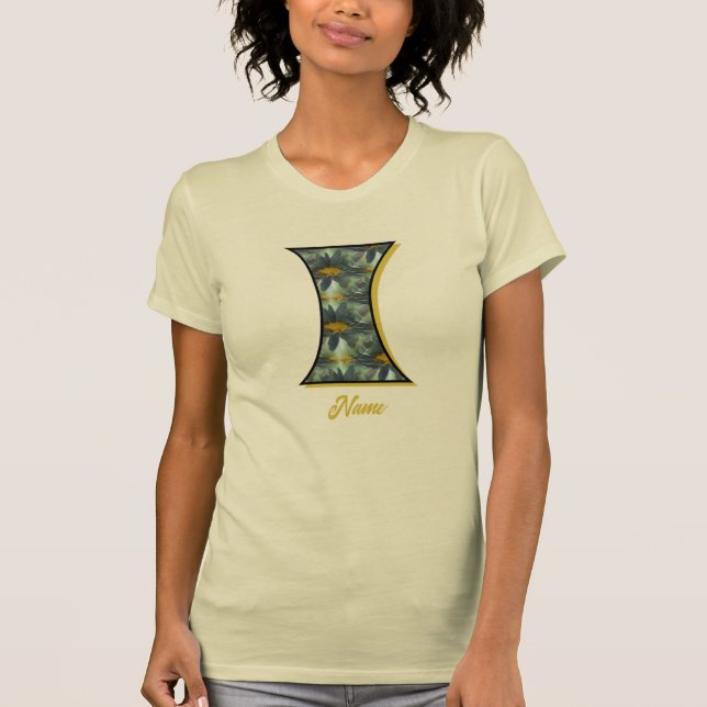 T-shirt Monogramme Initial I Art Floral De Marguerites Per (Devant)