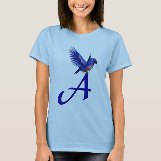 T-shirt Monogramme initiale A Bluebird (Devant)