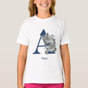 T-shirt Monogramme initiale A fleur d'Hibiscus personnalis