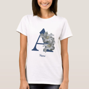 T-shirt Monogramme initiale A fleur d'Hibiscus personnalis