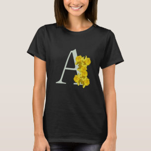 T-shirt Monogramme initiale A jonquille