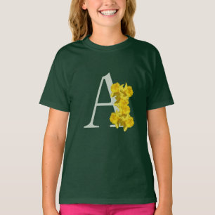 T-shirt Monogramme initiale A jonquille