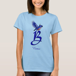 T-shirt Monogramme initiale B Élégant Personnalisé Bluebir