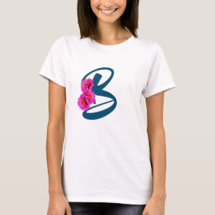 T-Shirt Monogramme Initiale B Fleurs de Zinnia