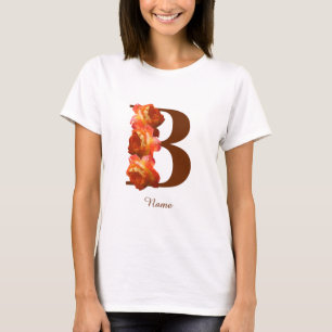T-shirt Monogramme initiale B personnalisé Rose orange
