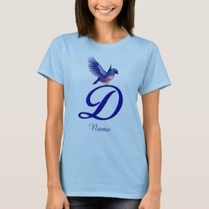 T-shirt Monogramme Initiale D Élégant Personnalisé Bluebir