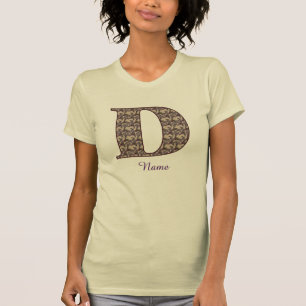 T-shirt Monogramme Initiale D Floral Vintage Personnalisé