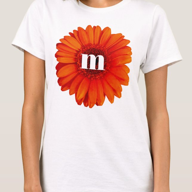 T-shirt Monogramme initiale de gérbera marguerite (Créateur téléchargé)