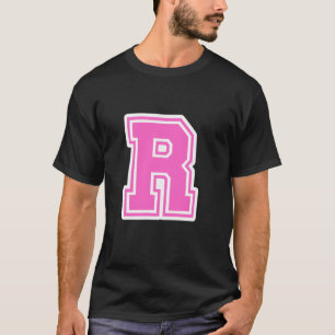 T-shirt Monogramme initiale de lettre rose R pour prénom n