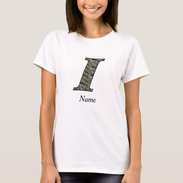 T-shirt Monogramme Initiale I Fleurs d'Hydrangea Personnal (Devant)