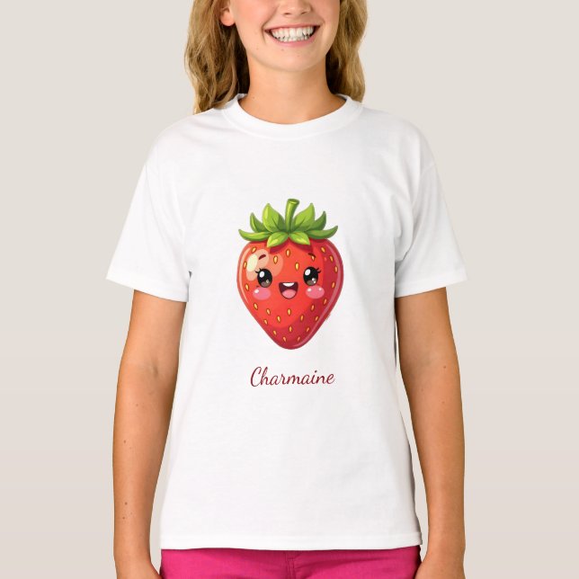 T-shirt Monogramme jolie fraise kawaii (Devant)