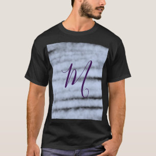 T-shirt Monogramme lettre de nom aquarelle pastel violet r