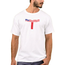 Monogramme lettre T drapeau américain