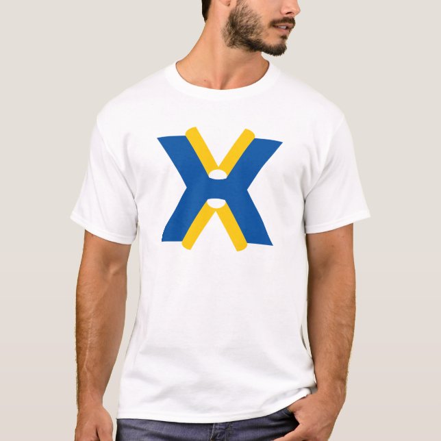 T-shirt Monogramme lettre X bleu et jaune (Devant)