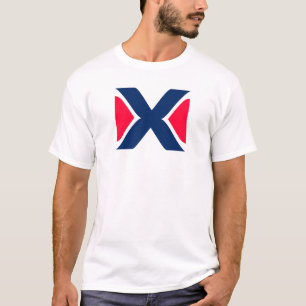 T-shirt Monogramme lettre X rouge et bleu