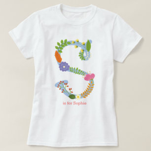 T-shirt Monogramme lunatique personnalisé de fleur (s)