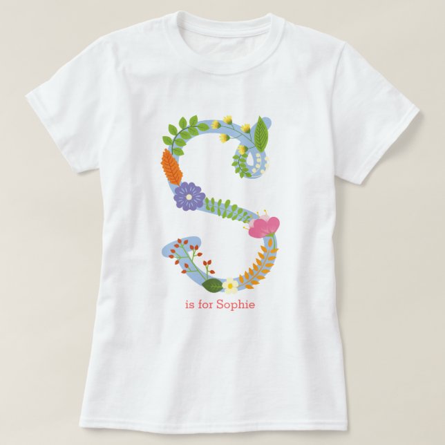 T-shirt Monogramme lunatique personnalisé de fleur (s) (Design devant)