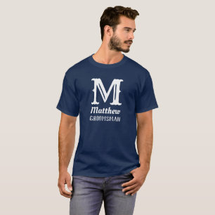T-shirt Monogramme masculine de nom Cérémonie de mariage N