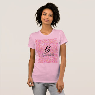 T-shirt Monogramme moderne Nom Aquarelle rose Yellow Spots