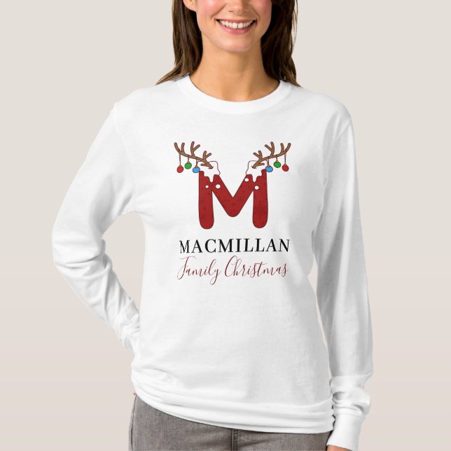 T-shirt Monogramme Noël Vacances - Famille Maman (Devant)