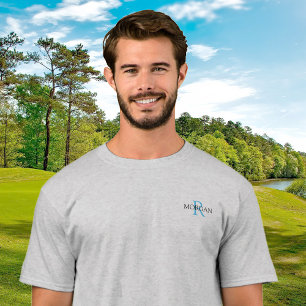 T-shirt Monogramme & Nom, Design tendance bleu et noir