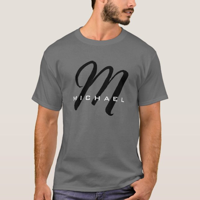 T-shirt Monogramme Nom propre Initiale moderne Plaine mini (Devant)