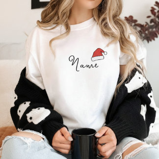 T-shirt Monogramme personnalisé avec chapeau de Père Noël 