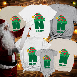 T-shirt Monogramme Personnalisé Avec Nom Famille Noël