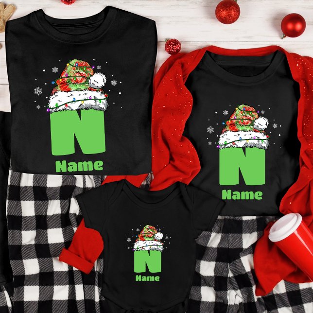 T-shirt Monogramme Personnalisé Avec Nom Famille Noël (Créateur téléchargé)