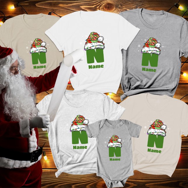 T-shirt Monogramme Personnalisé Avec Nom Famille Noël (Créateur téléchargé)