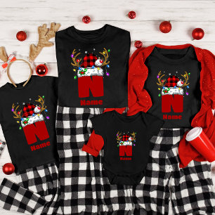 T-shirt Monogramme Personnalisé Avec Nom Famille Noël