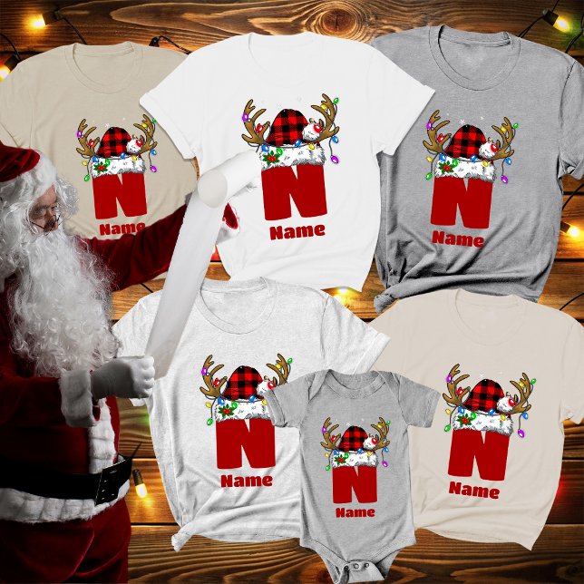 T-shirt Monogramme Personnalisé Avec Nom Noël (Créateur téléchargé)