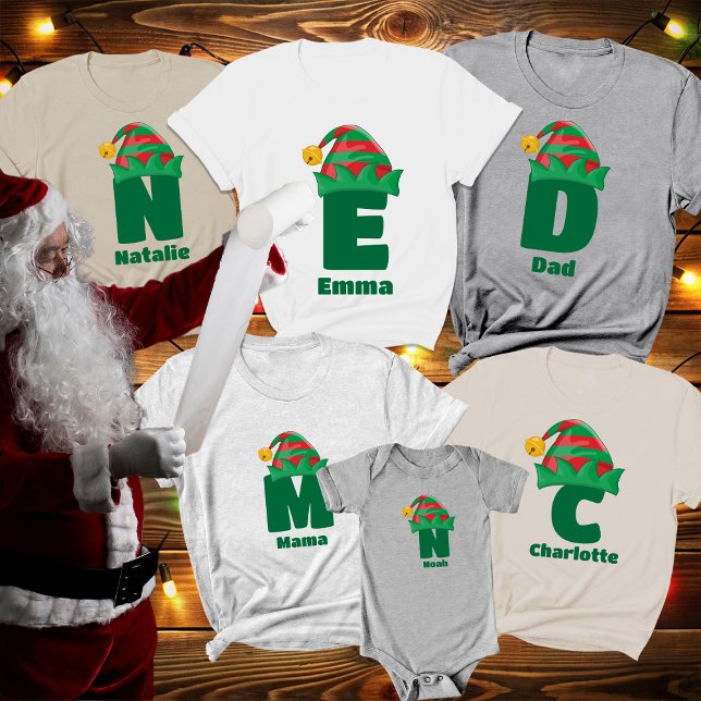 T-shirt Monogramme Personnalisé Avec Nom Noël (Créateur téléchargé)