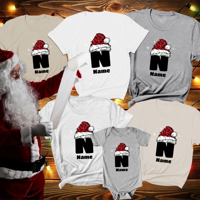T-shirt Monogramme Personnalisé Avec Nom Noël (Créateur téléchargé)