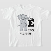 monogramme personnalisé E est pour éléphant coloré