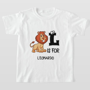T-shirt Monogramme personnalisé L est pour lion de mignons